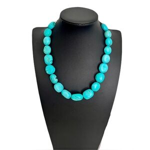 Handmade Turquoise Beaded Necklace with Adjustable Sterling Silver Clasp